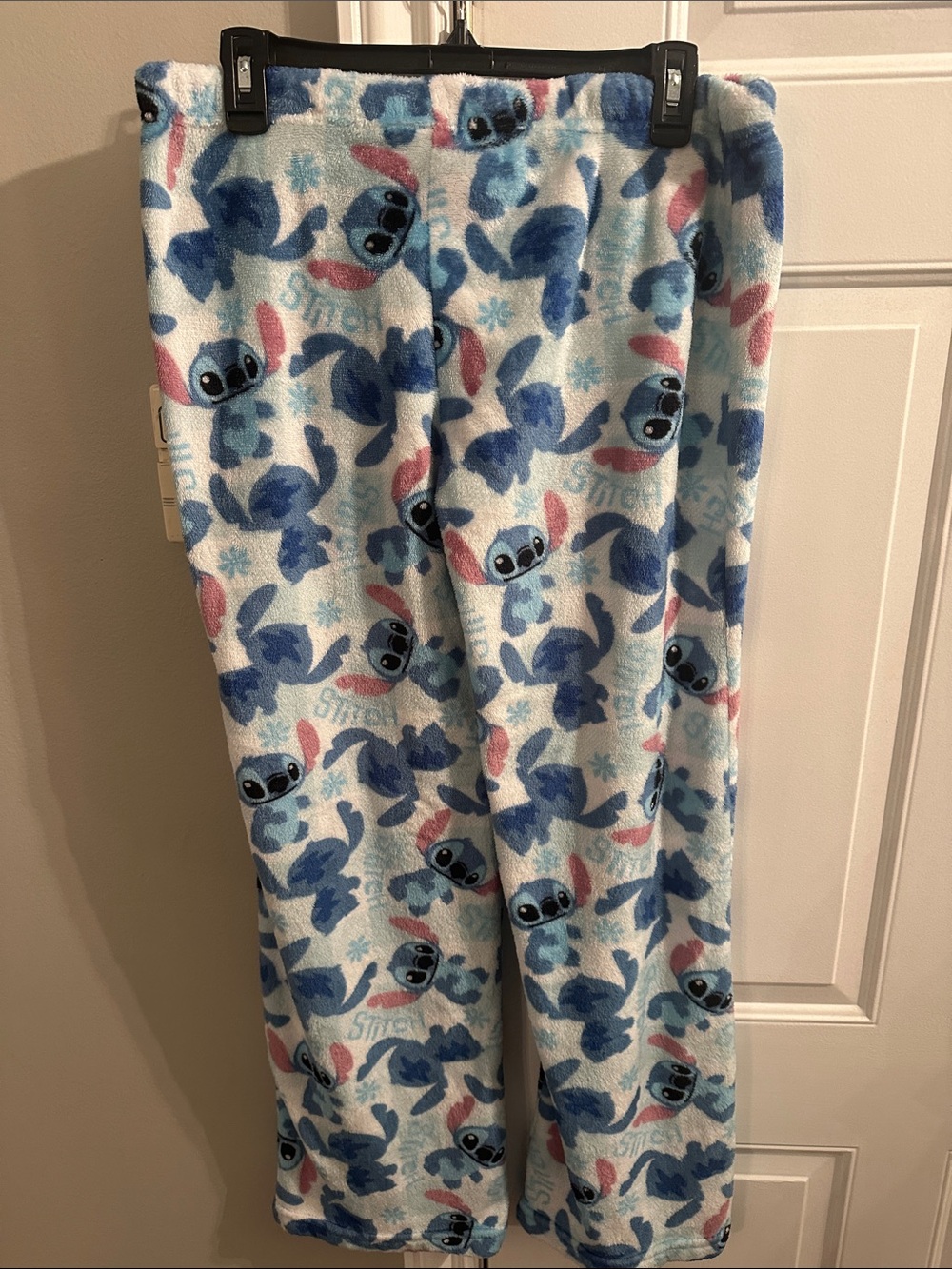 Disney Blue, Navy & Pink Stitch Plush Pajama Pants - Picture 6 of 10